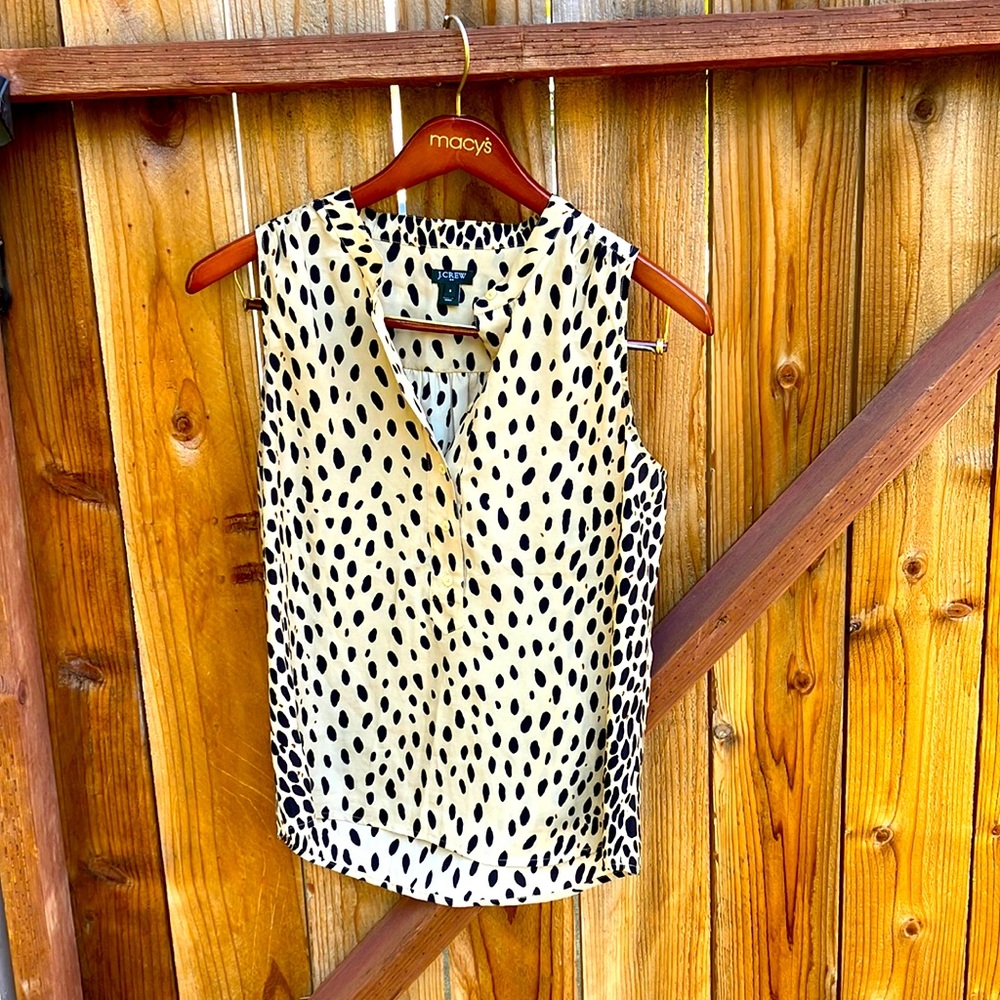 J. Crew leopard sleeveless blouse.